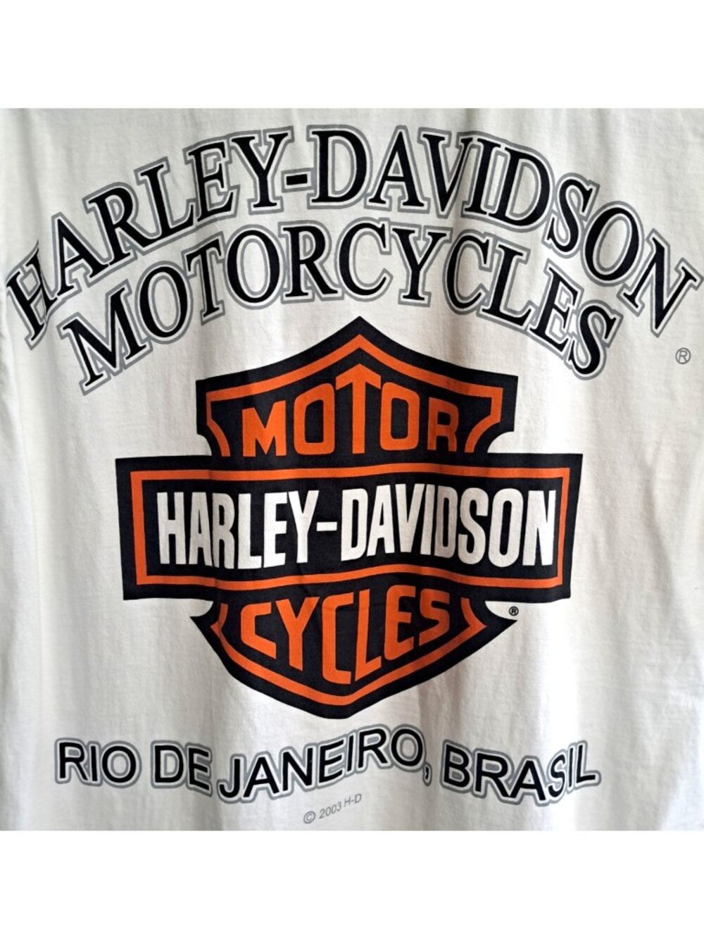 Vintage Harley-Davidson Men's L White Short Sleeve 2003 Rio de Janeiro, Brasil
